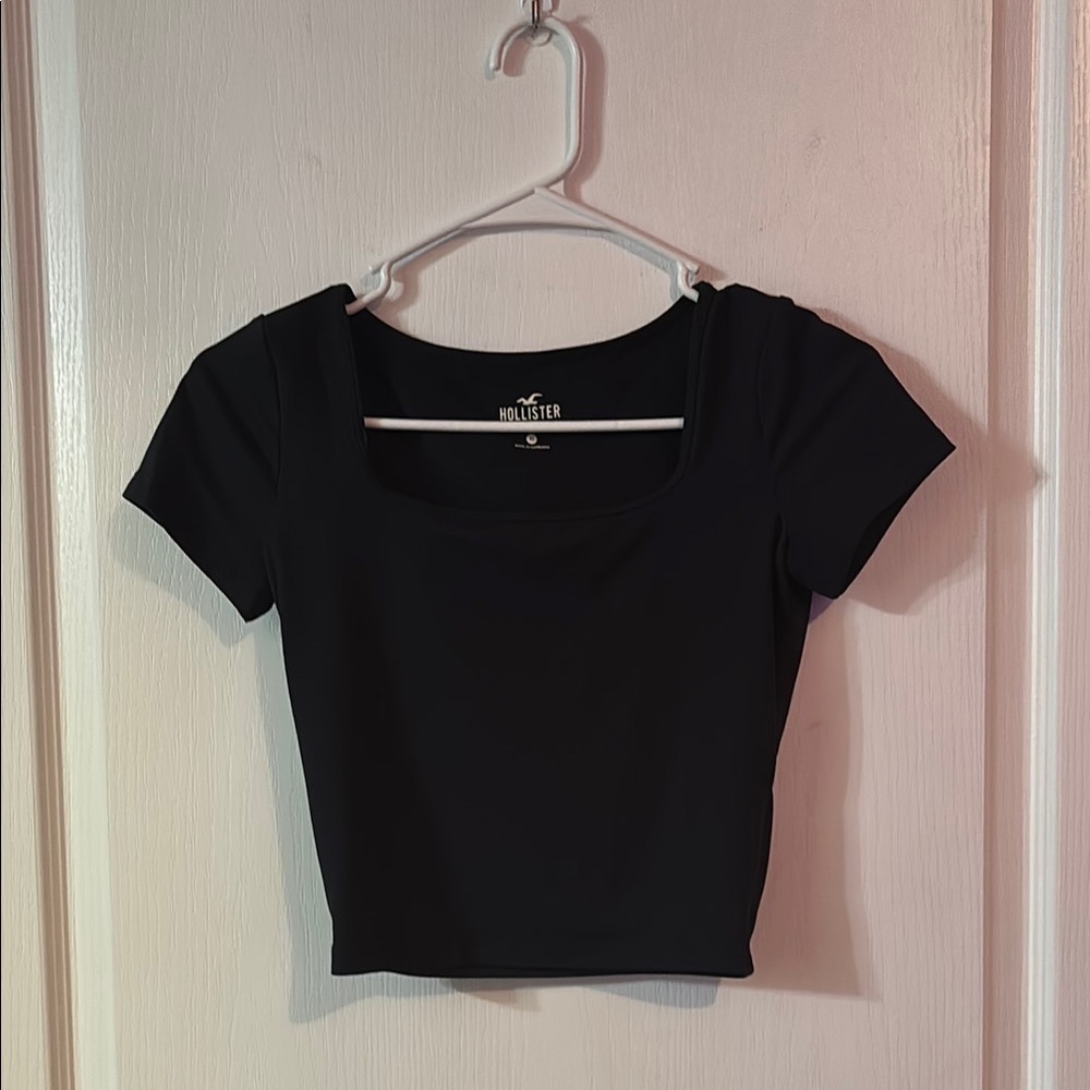 Hollister Black Fitted Crop Bodysuit
